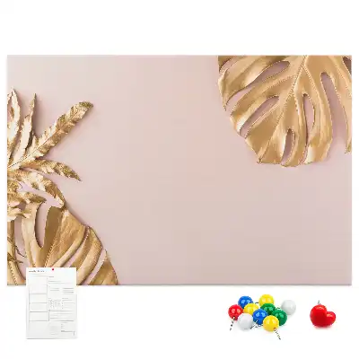 Golden Tropical Leaves Cork Memo Board