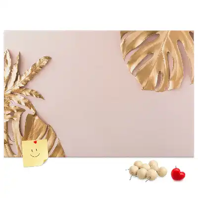 Golden Tropical Leaves Cork Memo Board