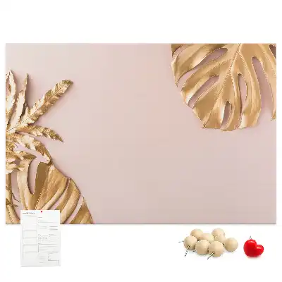 Golden Tropical Leaves Cork Memo Board
