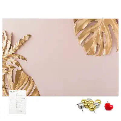 Golden Tropical Leaves Cork Memo Board