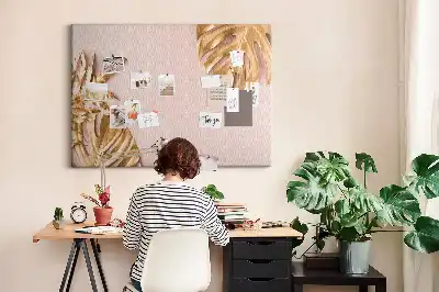 Golden Tropical Leaves Cork Memo Board