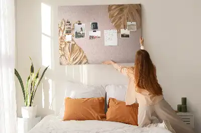 Golden Tropical Leaves Cork Memo Board
