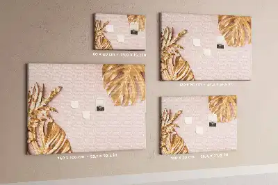 Golden Tropical Leaves Cork Memo Board