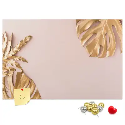 Golden Tropical Leaves Cork Memo Board