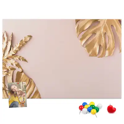 Golden Tropical Leaves Cork Memo Board