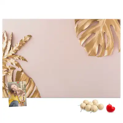 Golden Tropical Leaves Cork Memo Board