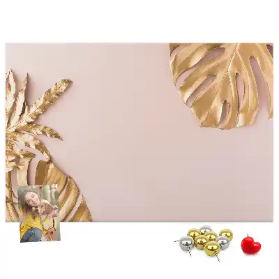 Golden Tropical Leaves Cork Memo Board