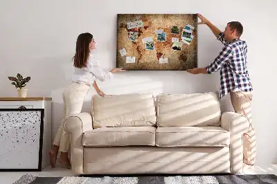 Printed Cork Memo Board with Old World Map Design