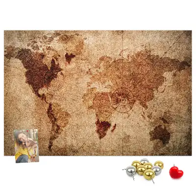 Printed Cork Memo Board with Old World Map Design
