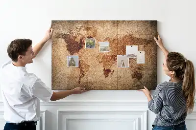 Printed Cork Memo Board with Old World Map Design