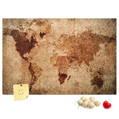 Printed Cork Memo Board with Old World Map Design