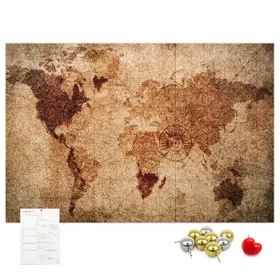 Printed Cork Memo Board with Old World Map Design