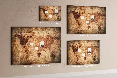 Printed Cork Memo Board with Old World Map Design