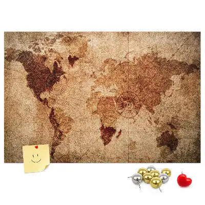 Printed Cork Memo Board with Old World Map Design