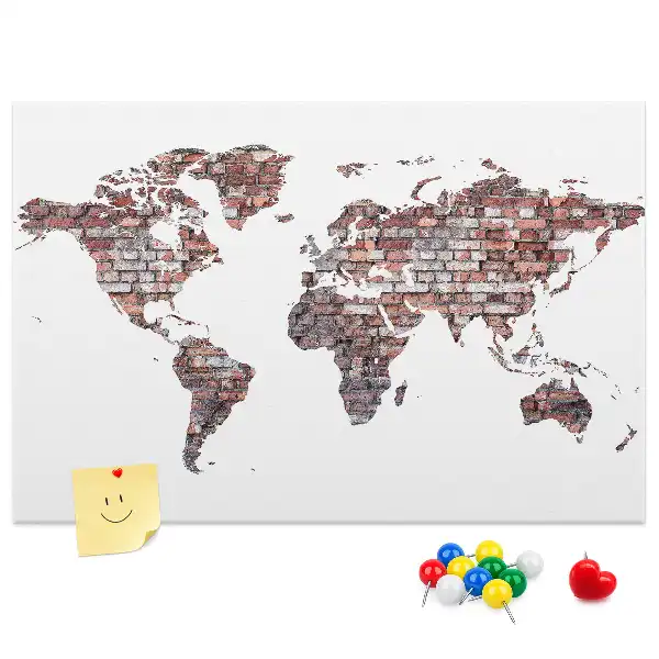 World Map Printed Cork Memo Board