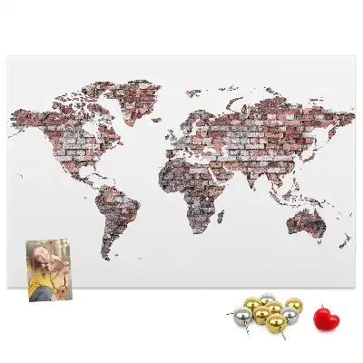 World Map Printed Cork Memo Board