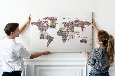 World Map Printed Cork Memo Board