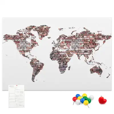 World Map Printed Cork Memo Board
