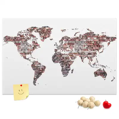 World Map Printed Cork Memo Board