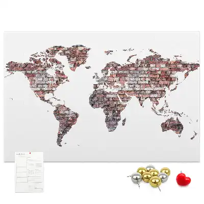 World Map Printed Cork Memo Board