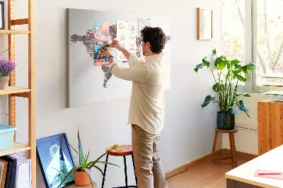 World Map Printed Cork Memo Board
