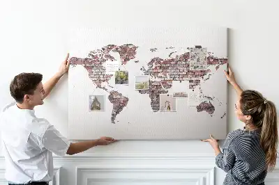 World Map Printed Cork Memo Board