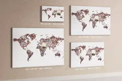 World Map Printed Cork Memo Board