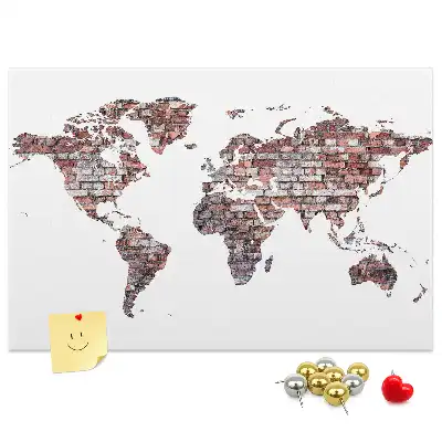 World Map Printed Cork Memo Board