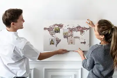 World Map Printed Cork Memo Board