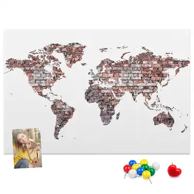 World Map Printed Cork Memo Board