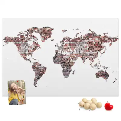 World Map Printed Cork Memo Board