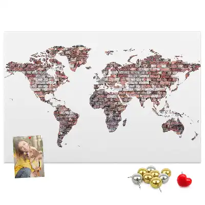 World Map Printed Cork Memo Board