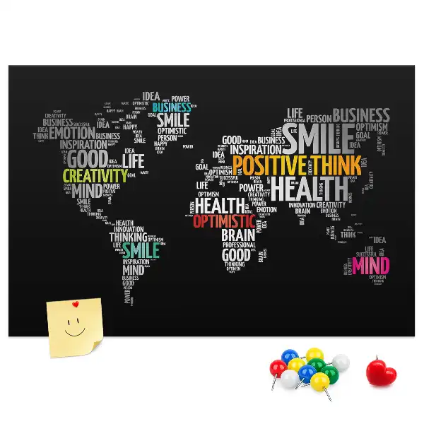 Printed World Map Cork Board