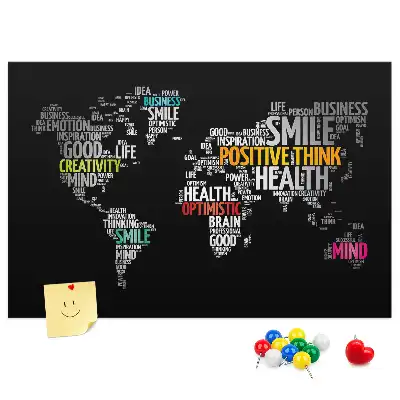 Printed World Map Cork Board