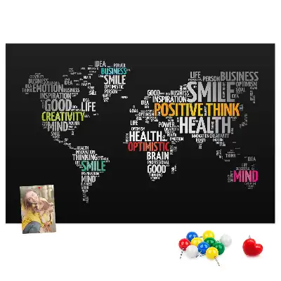 Printed World Map Cork Board