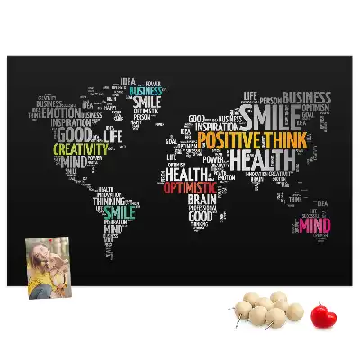 Printed World Map Cork Board