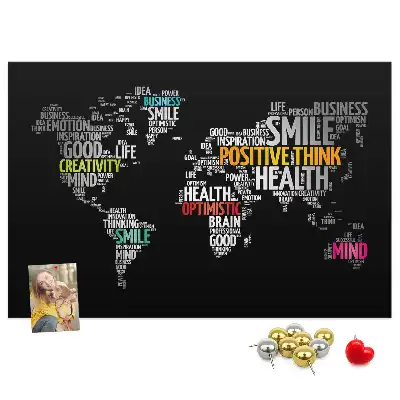 Printed World Map Cork Board
