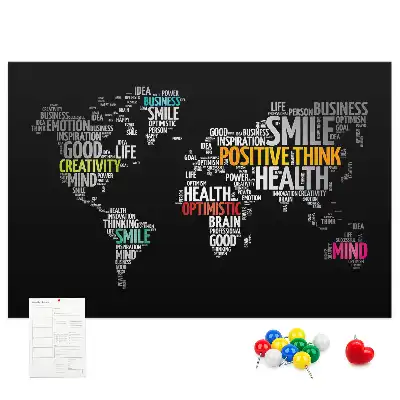 Printed World Map Cork Board