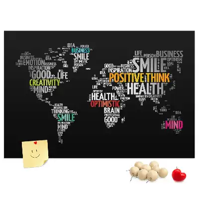 Printed World Map Cork Board