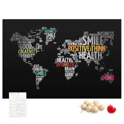 Printed World Map Cork Board