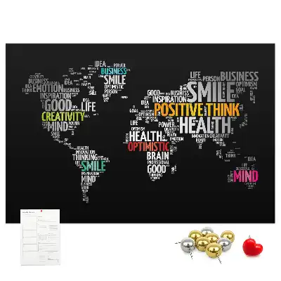 Printed World Map Cork Board