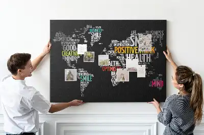 Printed World Map Cork Board