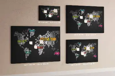 Printed World Map Cork Board