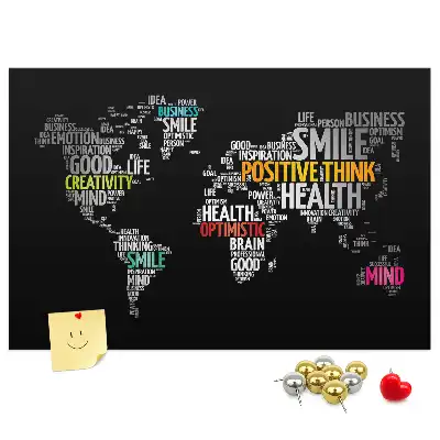 Printed World Map Cork Board