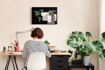 Printed World Map Cork Board