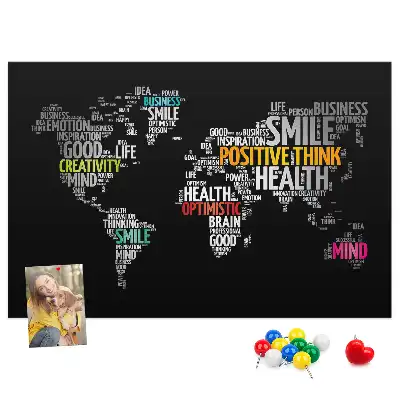 Printed World Map Cork Board