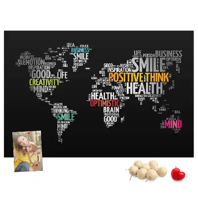 Printed World Map Cork Board