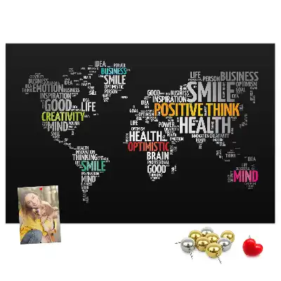 Printed World Map Cork Board