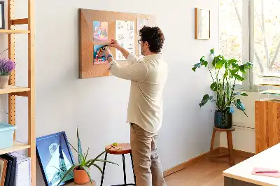 Cork memo board with abstract triangles pattern