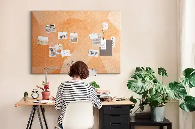 Cork memo board with abstract triangles pattern